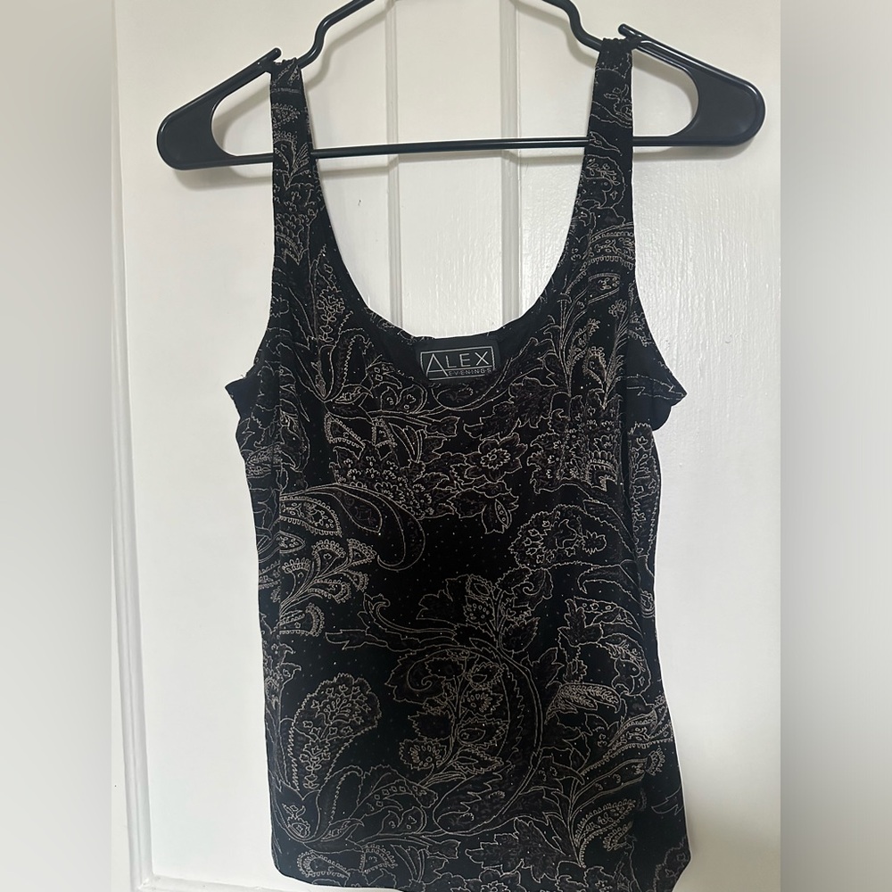 Alex Evening Formal Black and Gold Tanktop